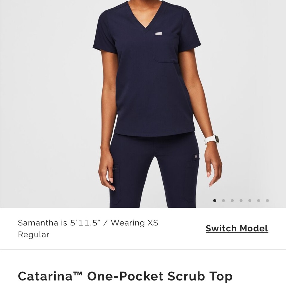 Figs Catarina One Pocket Scrub Top Navy